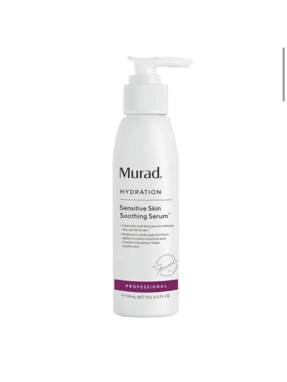MURAD HYDRATION SENSITIVE SKIN SOOTHING SERUM PROFESSIONAL SIZE
40z (118ml) NEW!